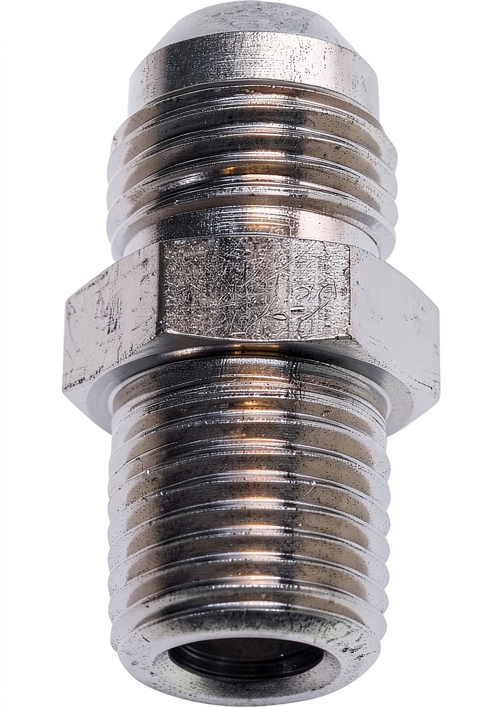 Russell aluminum adapter installed on a turbocharger fuel line