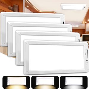 4 Pack RV Lights Interior,3 Color RV LED Super Bright Fixture,12V RV Ceiling Dome Light with ON/Off Dimmable Switch Energy Saving for RV/Camper/Car/Trailer/Boat-0